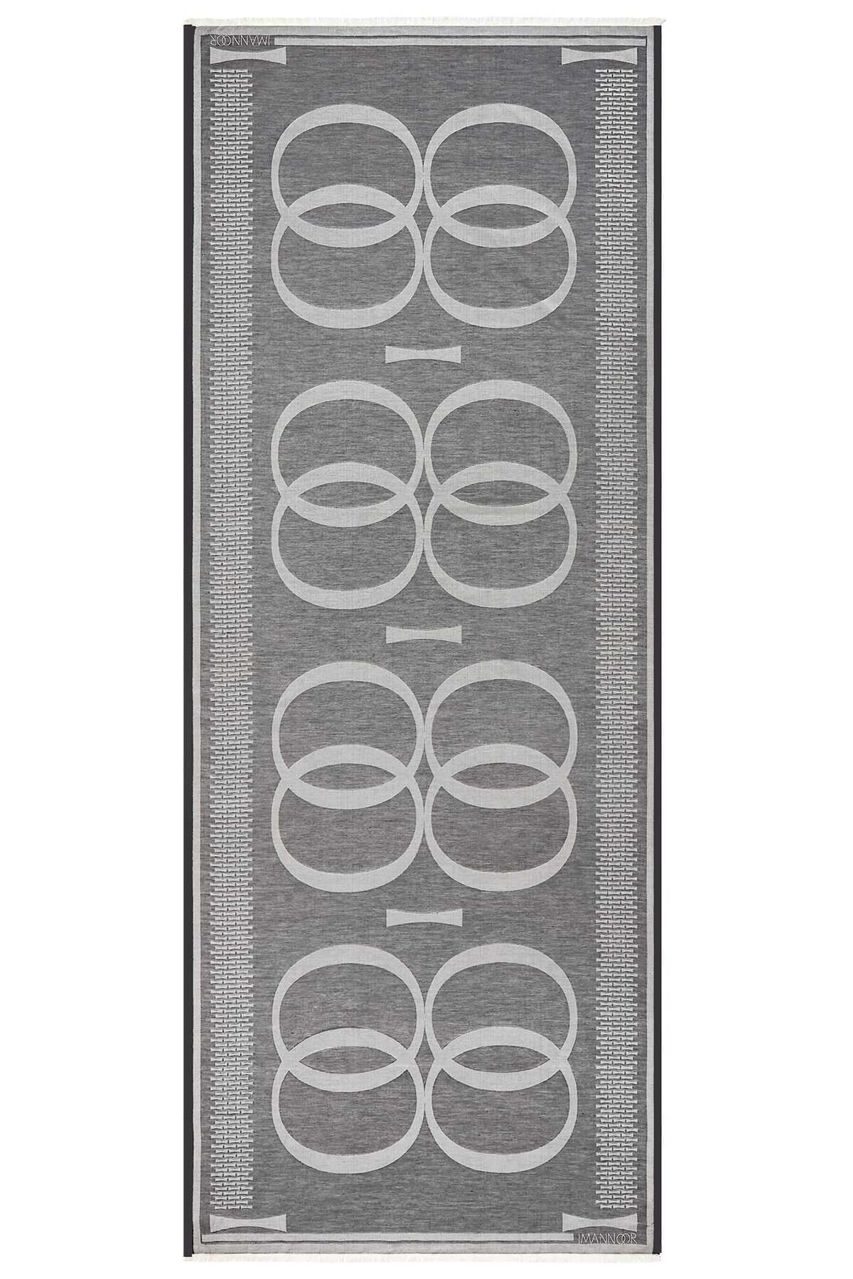 Logo 8 Koyu Gri Pamuk İpek Şal 80x210
