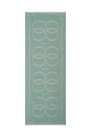 Logo 8 Yeşil Pamuk İpek Şal 80x210