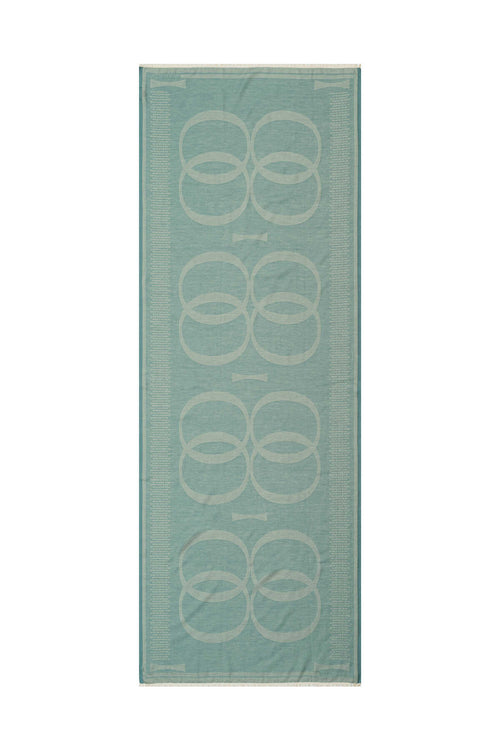 Logo 8 Yeşil Pamuk İpek Şal 80x210