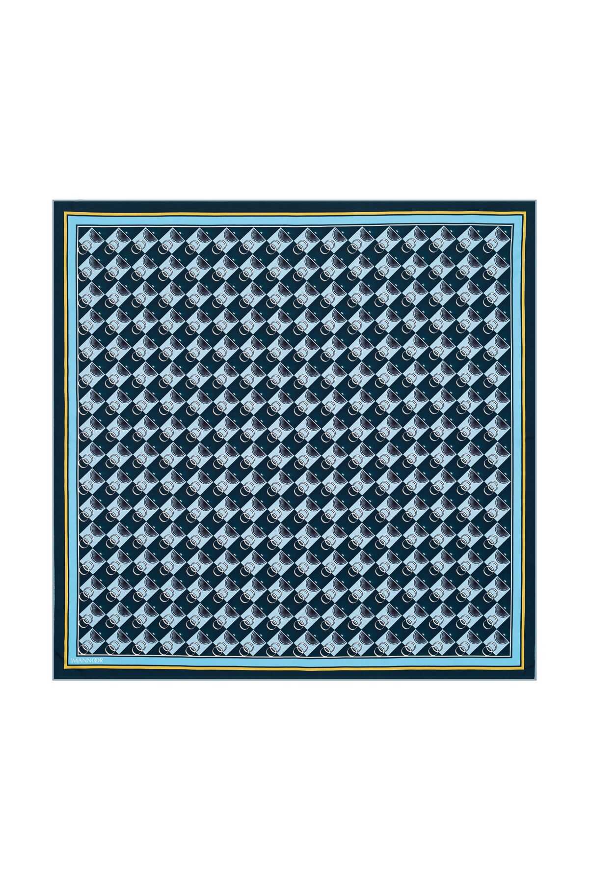 Logo Kare Mavi Tivil İpek Eşarp 90x90