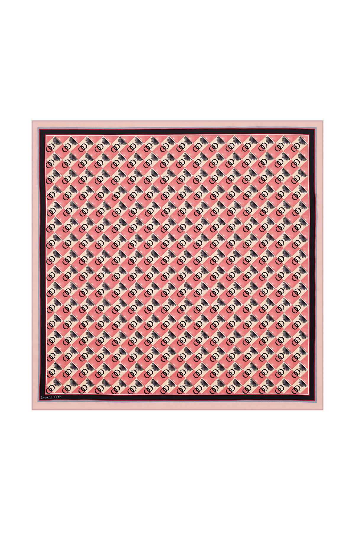 Logo Kare Pembe Tivil İpek Eşarp 90x90