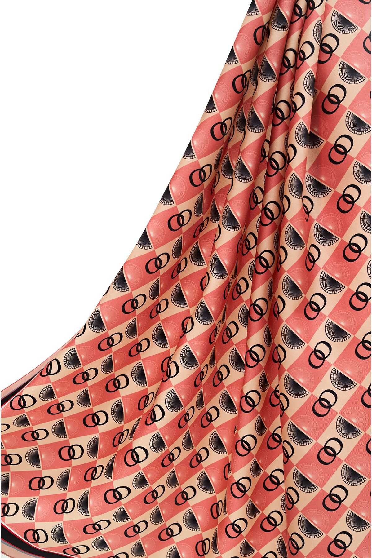 Logo Kare Pembe Tivil İpek Eşarp 90x90