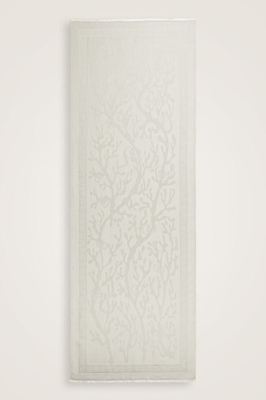 Mercan Kemik Jakarlı İpek Şal 70x200