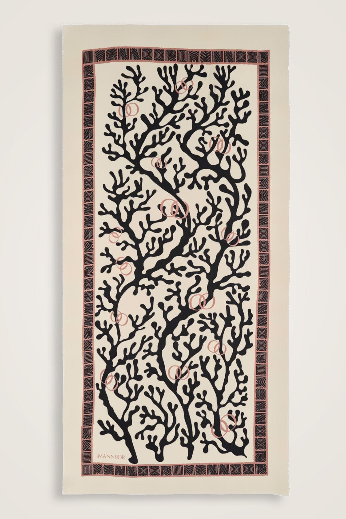 Mercan Krem Yün İpek Şal 100x200