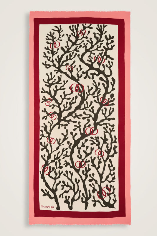 Mercan Mercan Yün İpek Şal 100x200