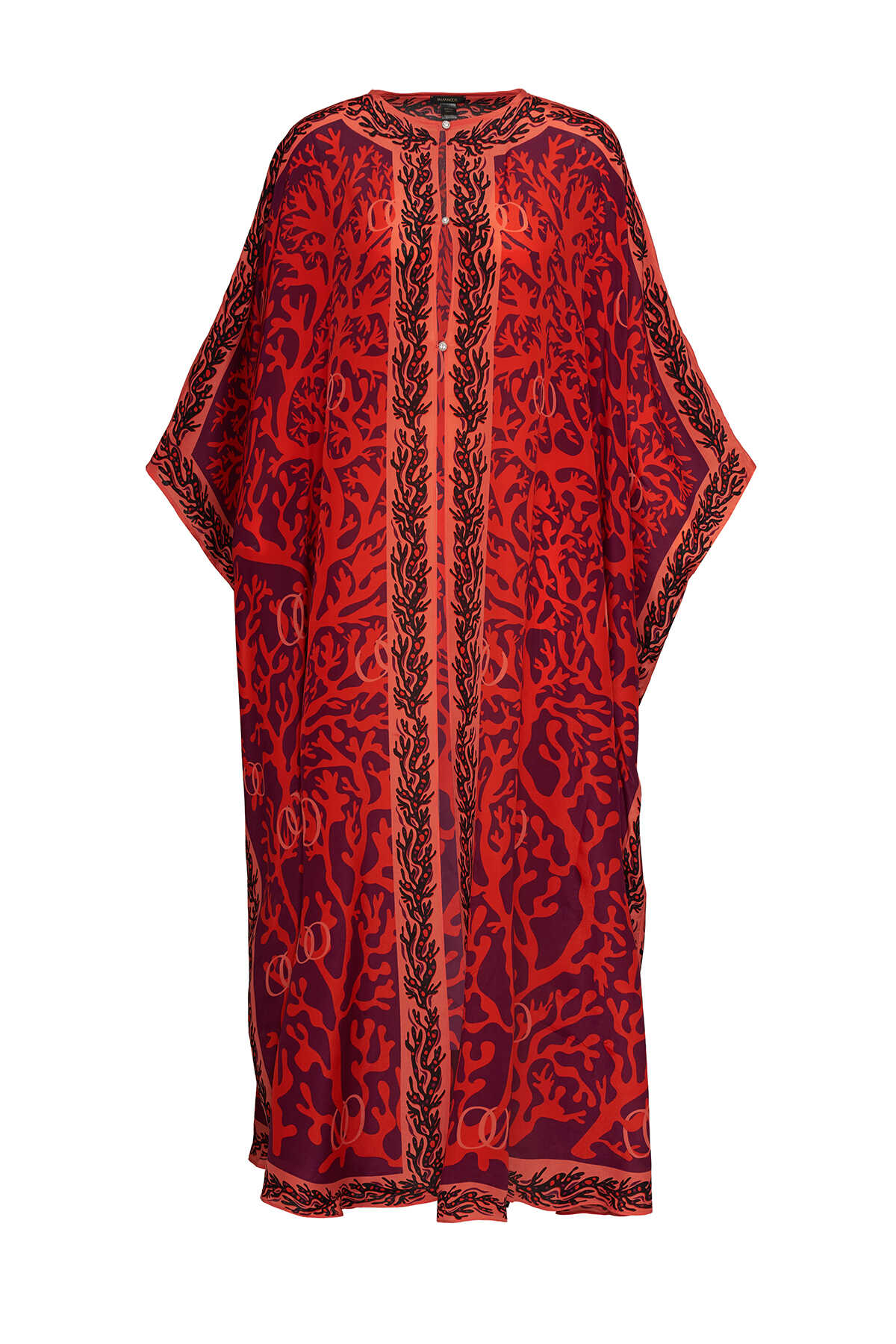 Mercan Turuncu İpek Abaya