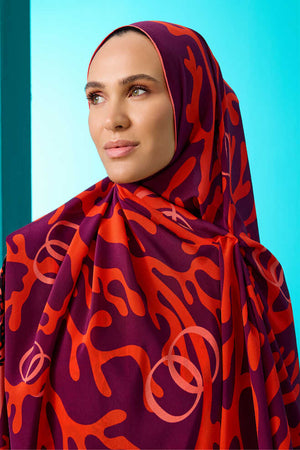 Mercan Turuncu Krep İpek Şal 70x200