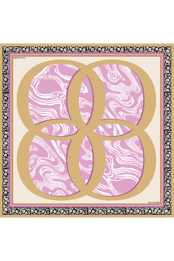 Mermer Pembe Tivil İpek Eşarp 90x90
