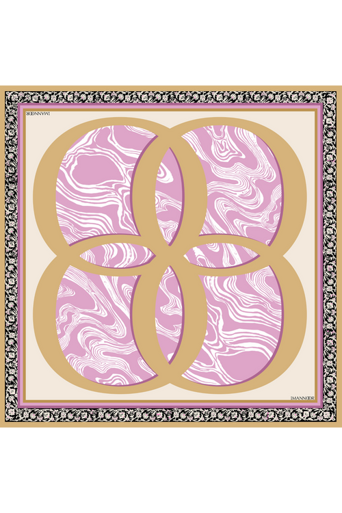 Mermer Pembe Tivil İpek Eşarp 90x90