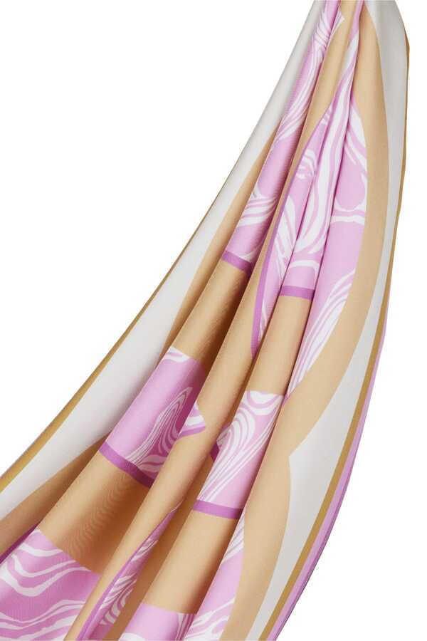 Mermer Pembe Tivil İpek Eşarp 90x90