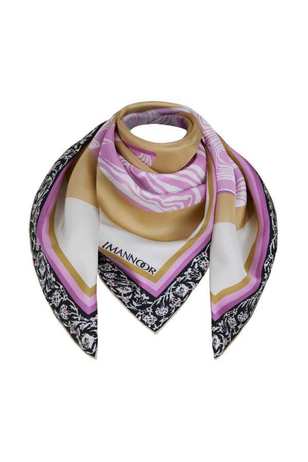 Mermer Pembe Tivil İpek Eşarp 90x90