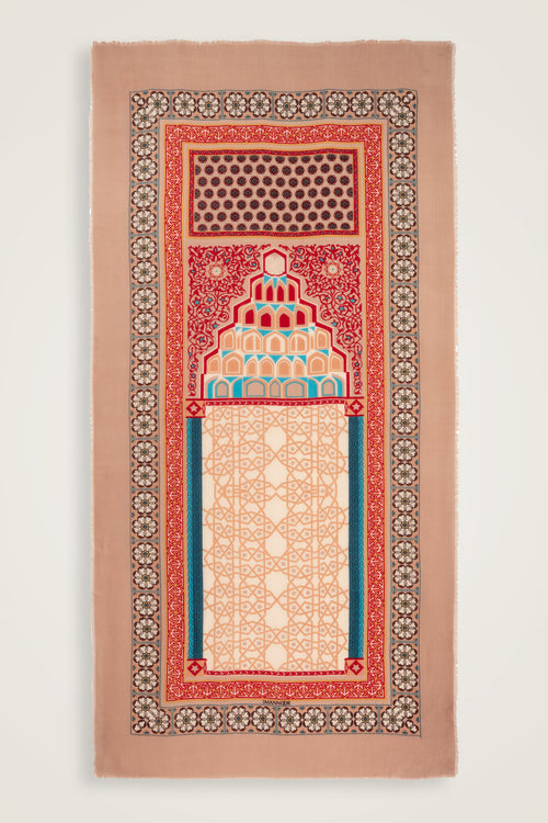 Mihrab Bej Yün İpek Şal 100x200