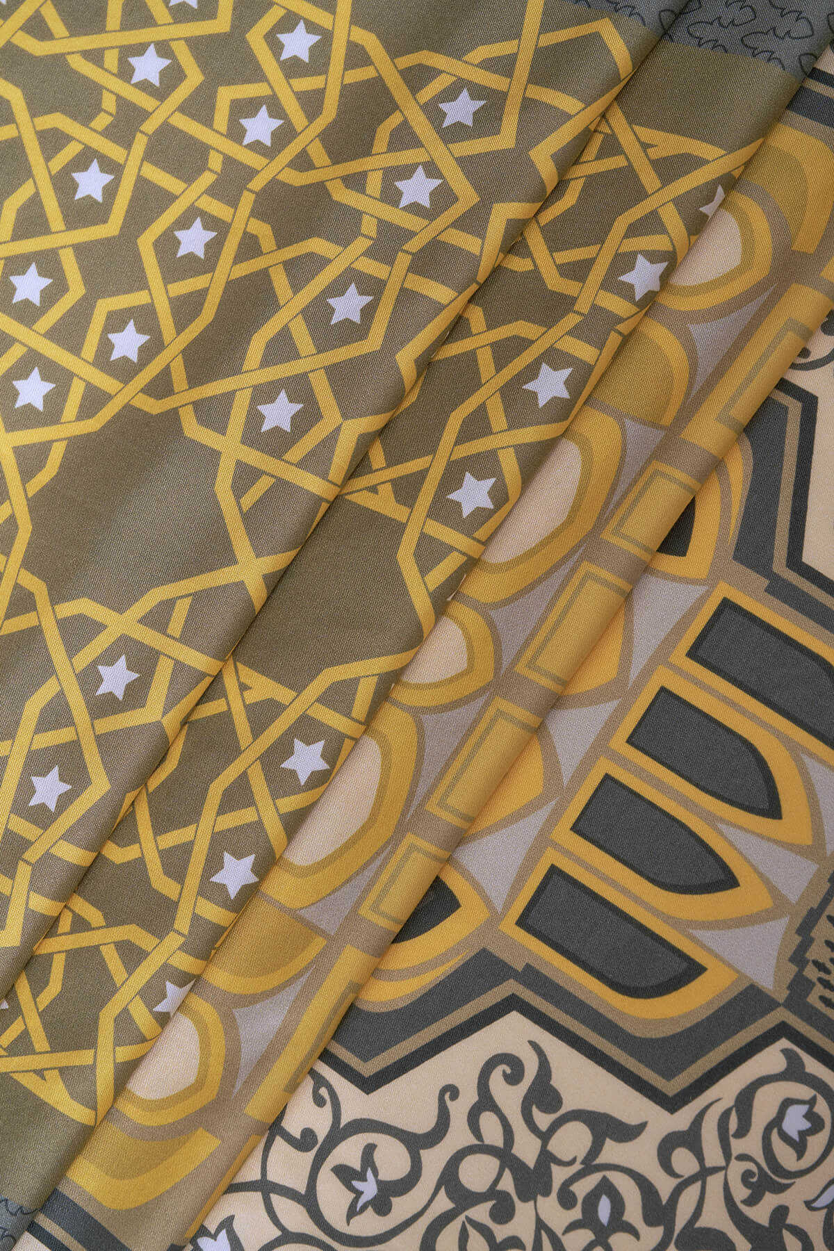 Mihrab Yeşil Pamuk İpek Şal 80x210