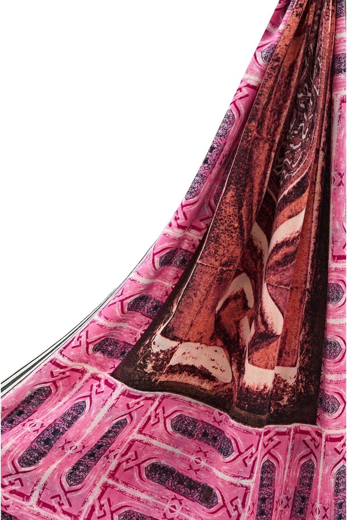 Minber Pembe Yün Şal 70x210