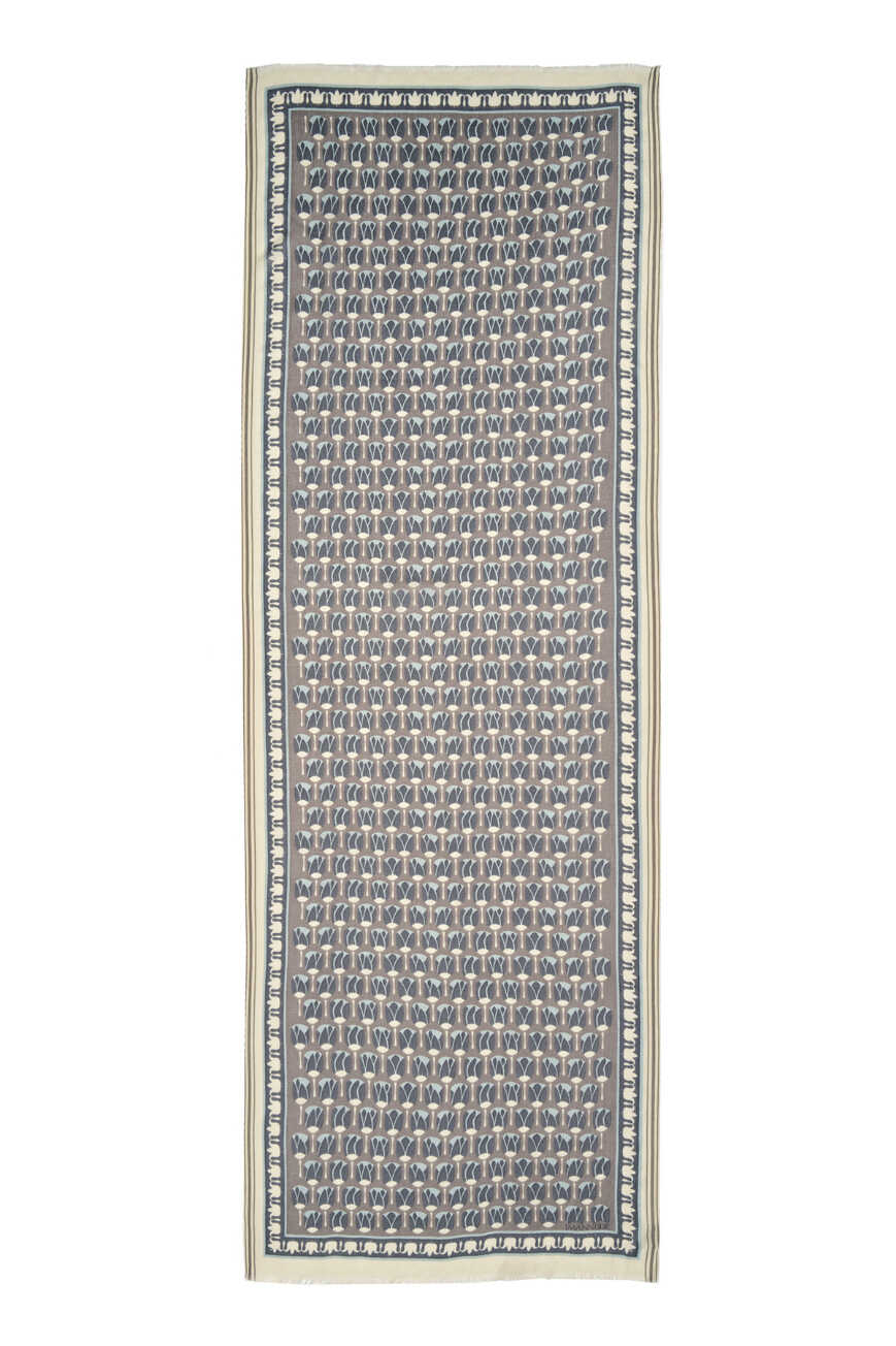 Mini Lale Gri Yün Şal 70x210
