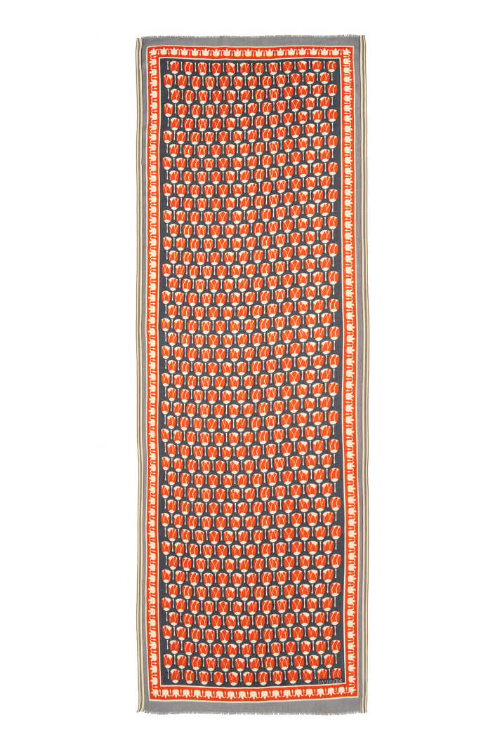 Mini Lale Turuncu Yün Şal 70x210