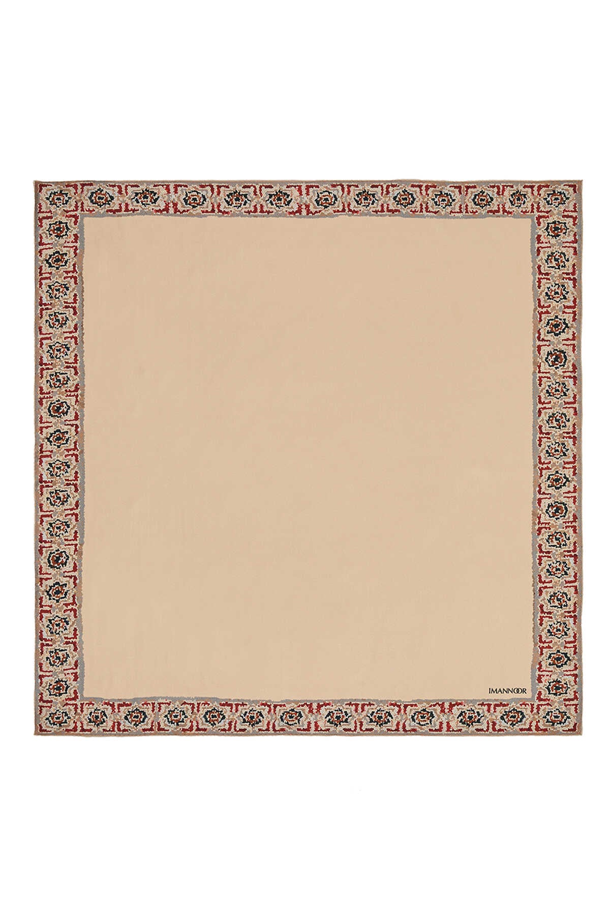Mini Mozaik Krem Tivil İpek Eşarp  90x90