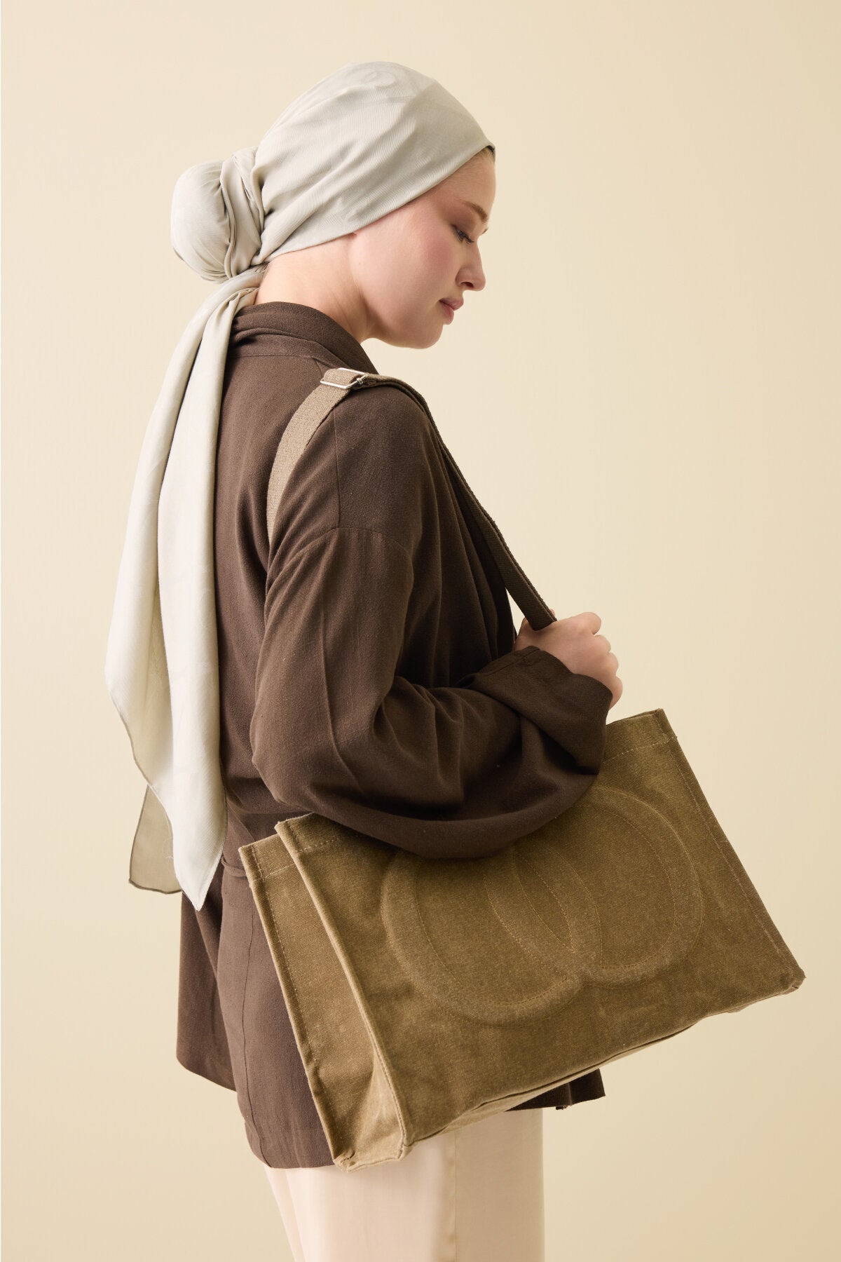 Minimal Noor Camel Kanvas Çanta