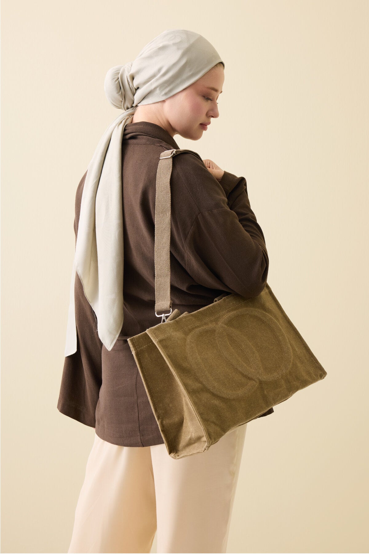 Minimal Noor Camel Kanvas Çanta