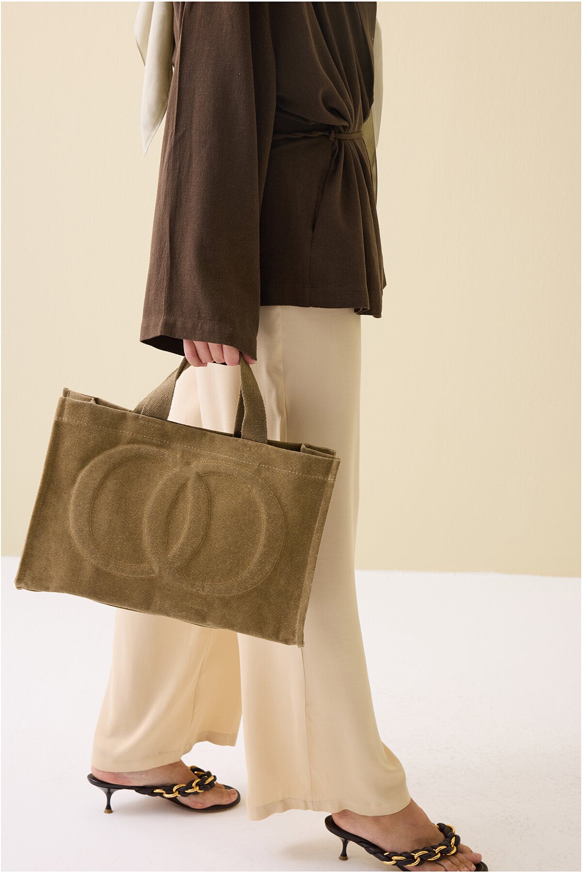 Minimal Noor Camel Kanvas Çanta