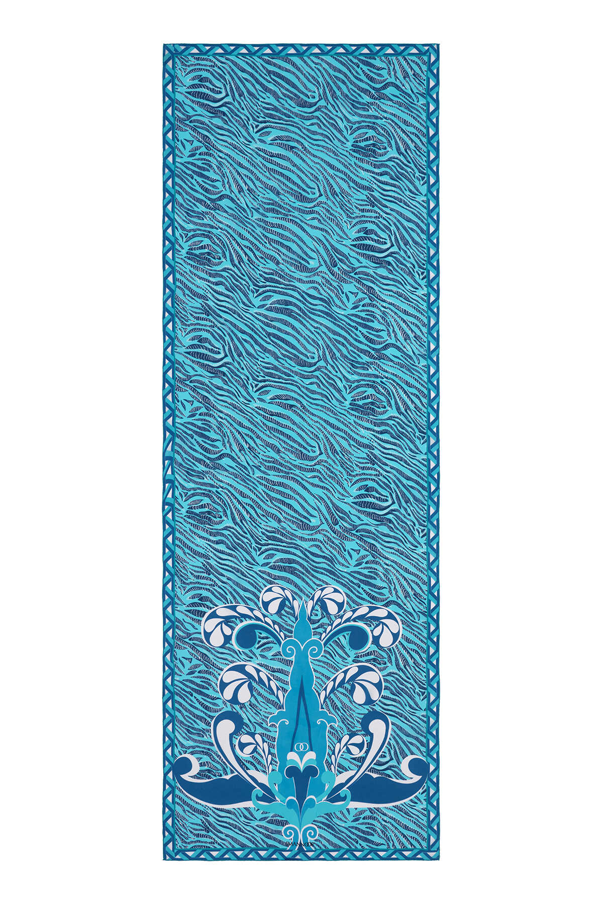 Mızrak A.Mavi Krep İpek Kaftan Şalı 80x210
