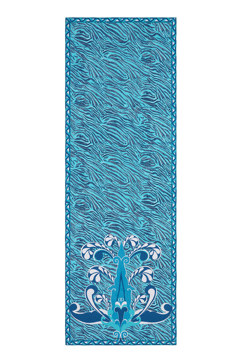 Mızrak A.Mavi Krep İpek Kaftan Şalı 80x210
