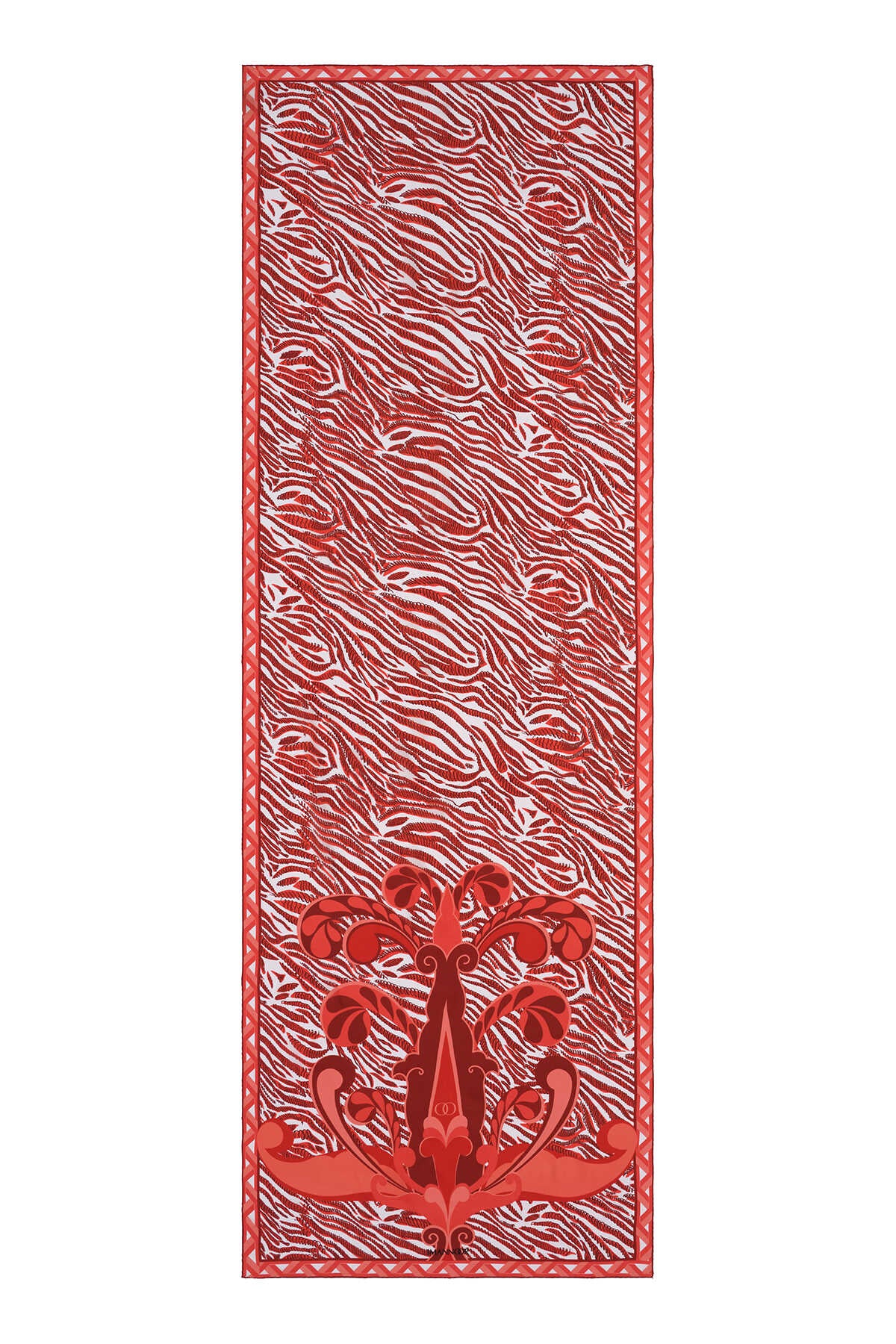 Mızrak Bordo Krep İpek Kaftan Şalı 80x210
