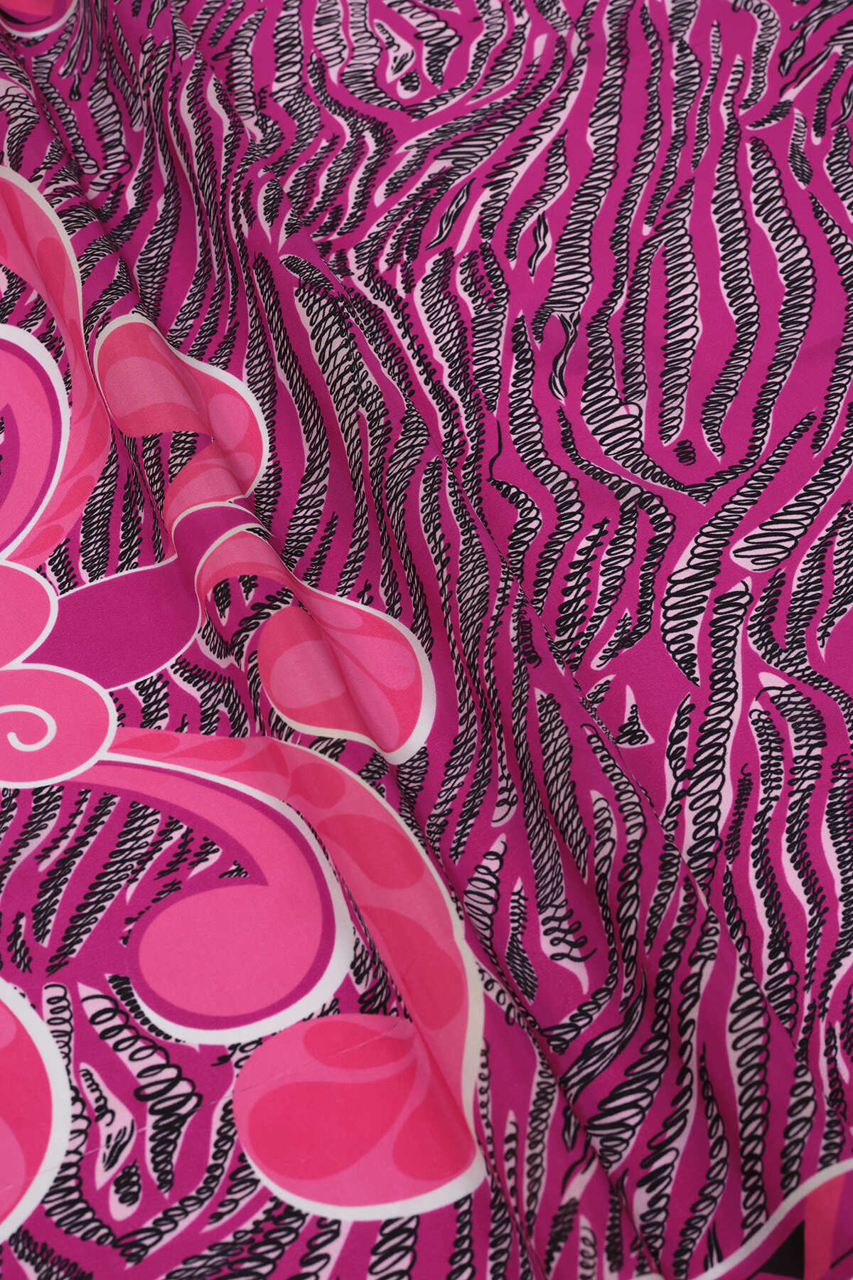 Mızrak Pembe Krep İpek Kaftan Şalı 80x210