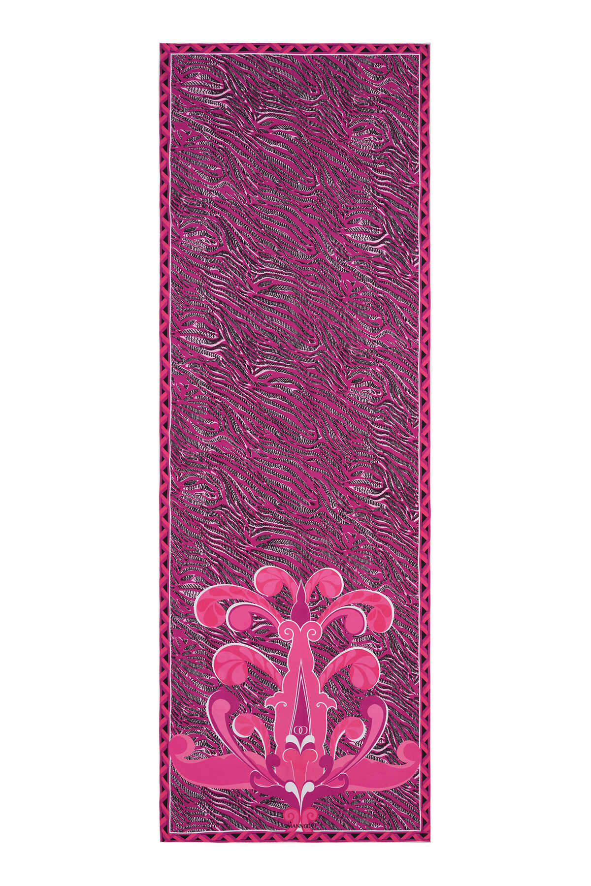 Mızrak Pembe Krep İpek Kaftan Şalı 80x210