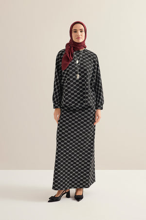 Monogram Jakar Siyah Örme Etek
