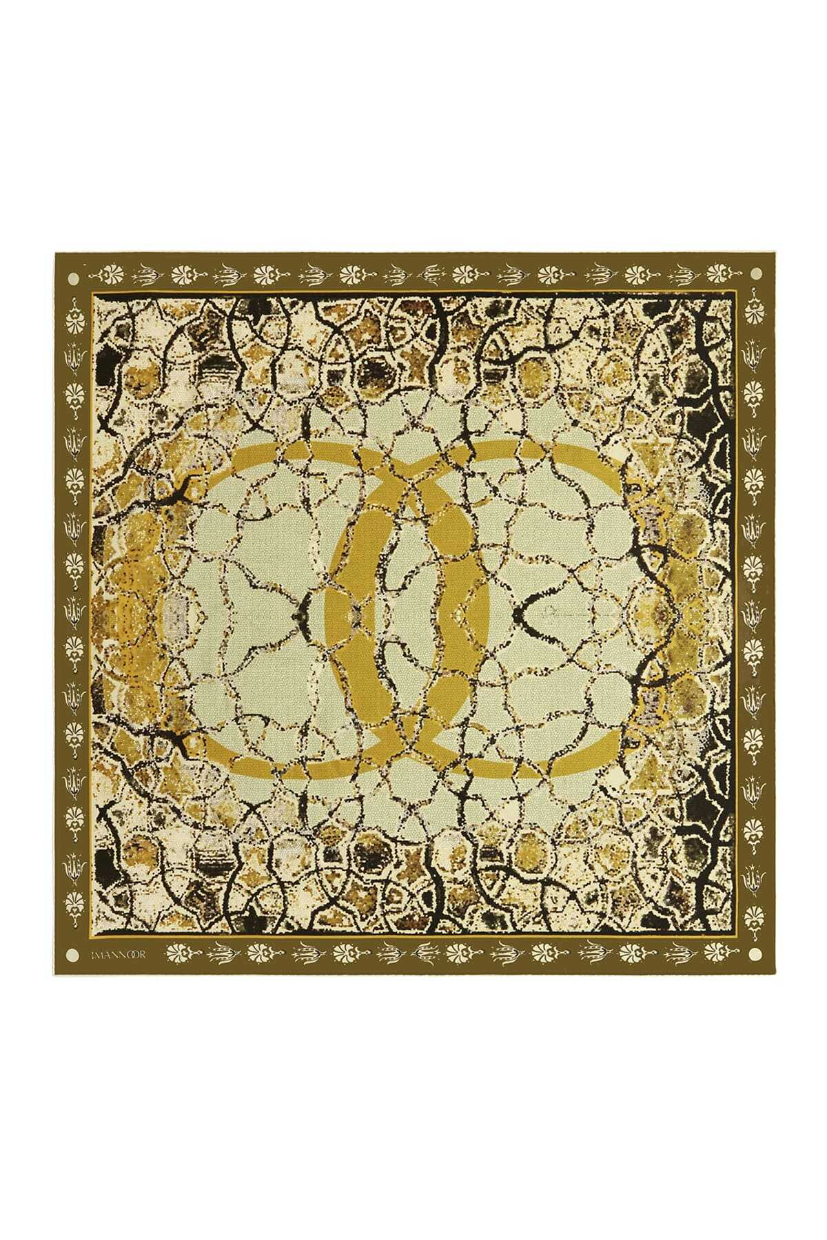 Mozaik Haki Tivil İpek Eşarp 90x90