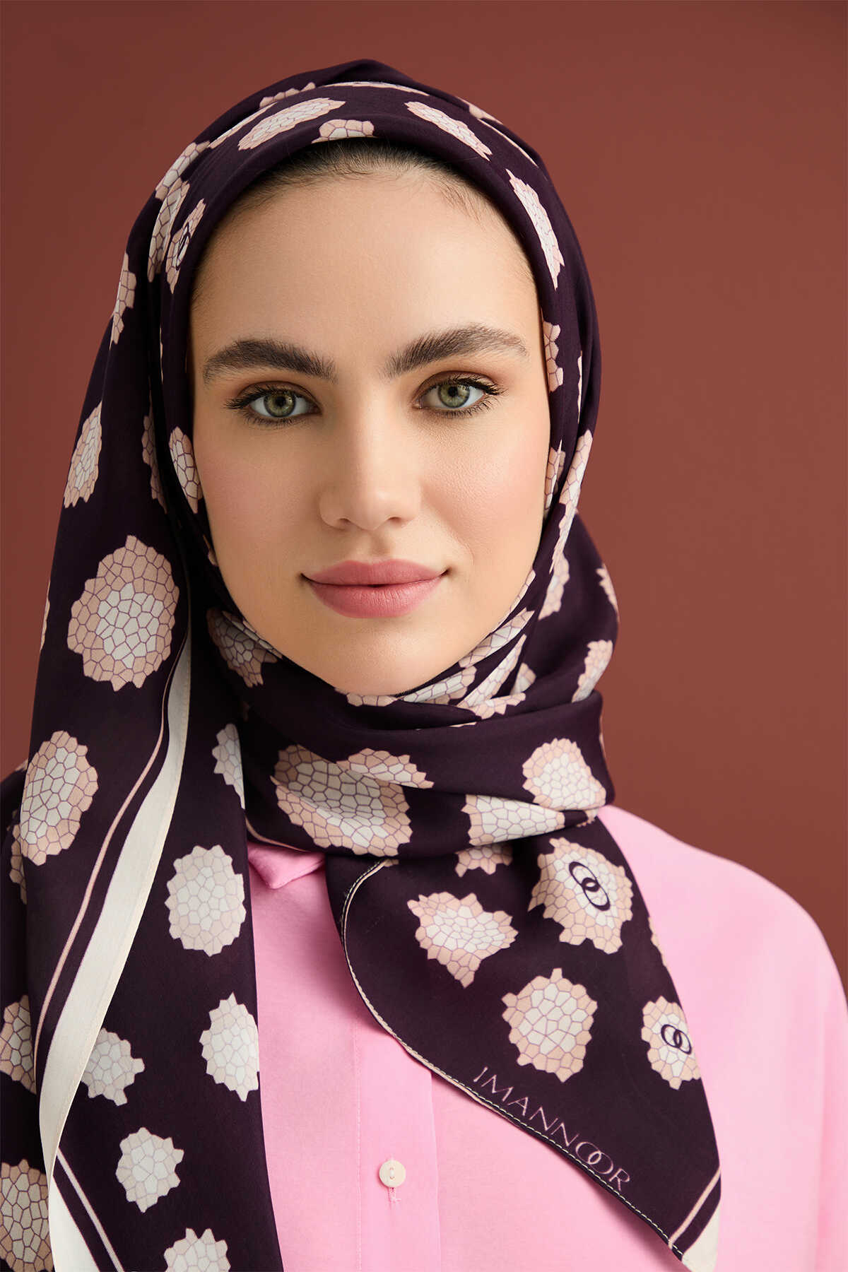 Mozaik Leopar Kahverengi Floş Viskon Şal 70x200