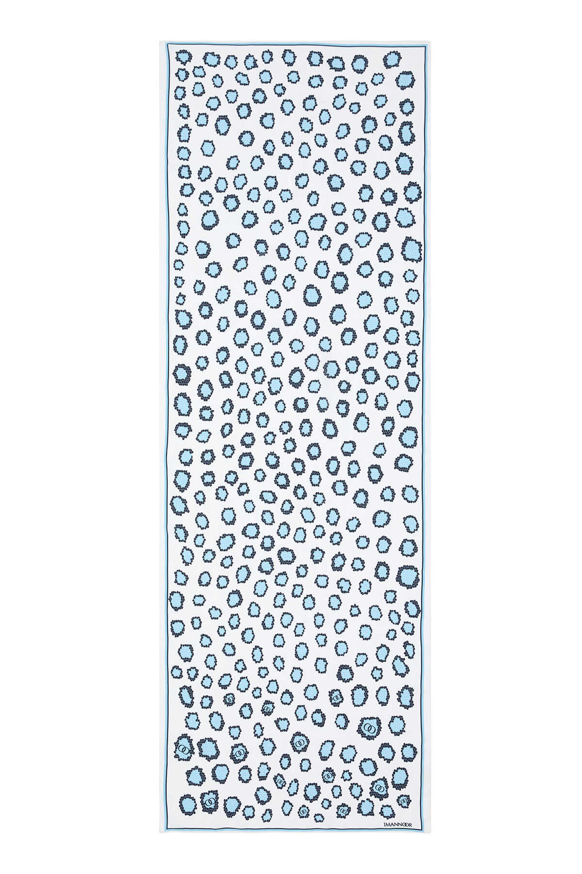 Mozaik Leopar Mavi Floş Viskon Şal 70x200
