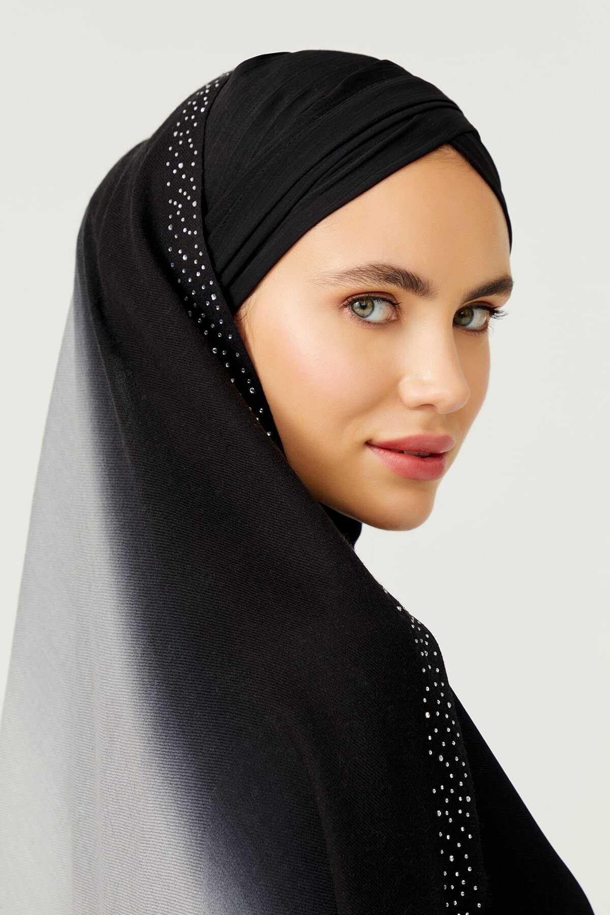 Muson Siyah Yün İpek Şal 70x200
