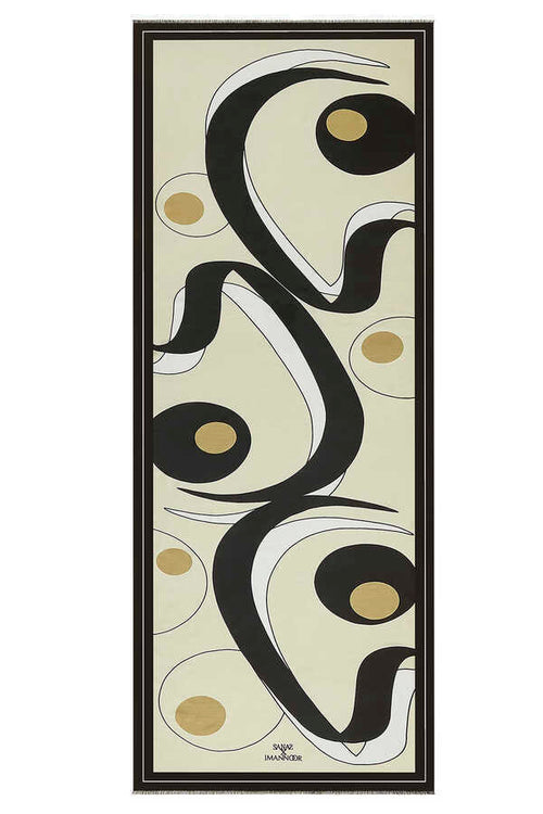 Nokta ve Virgül Siyah Modal İpek Şal 80x200