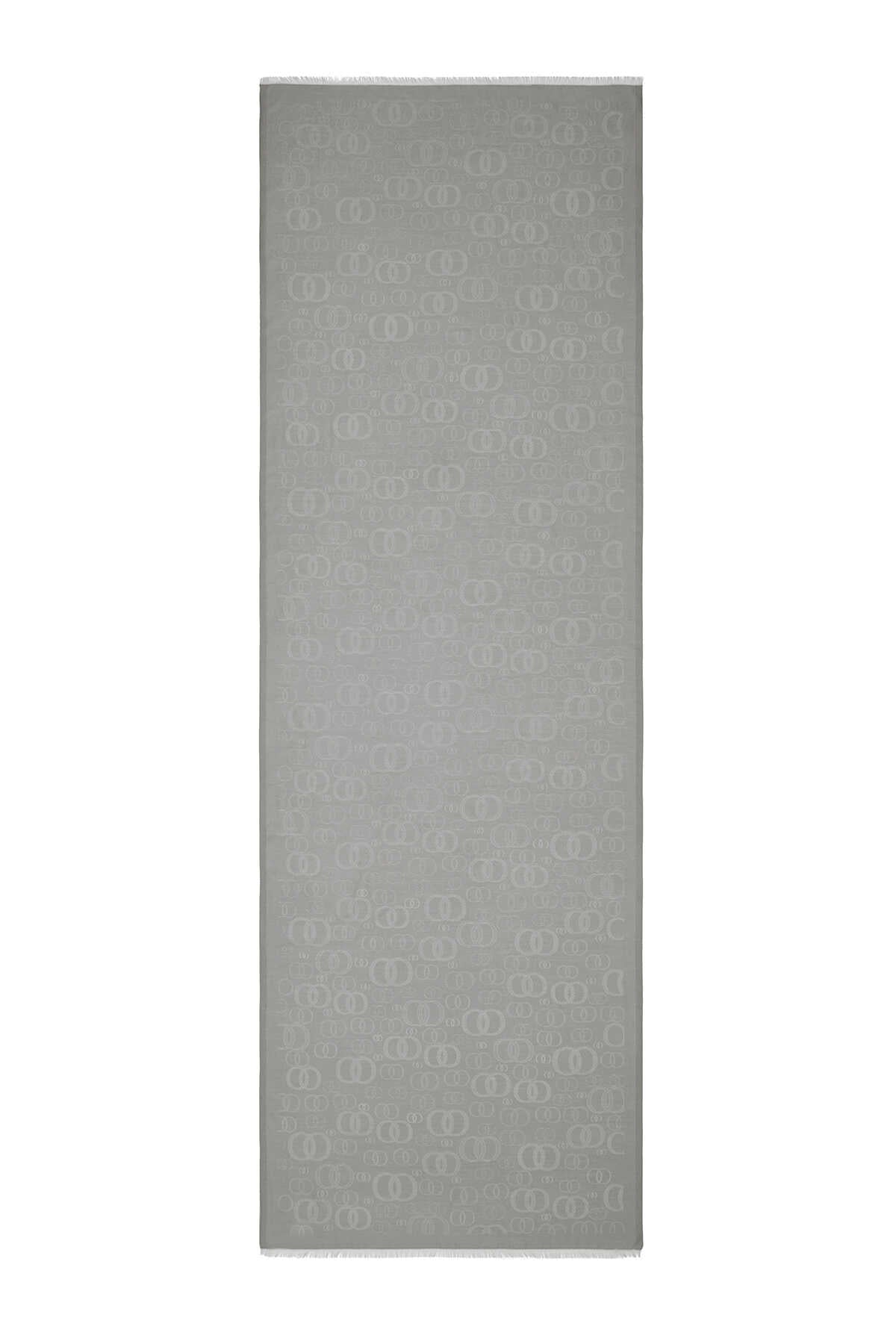 Noor Gri Jakarlı İpek Şal 70x200
