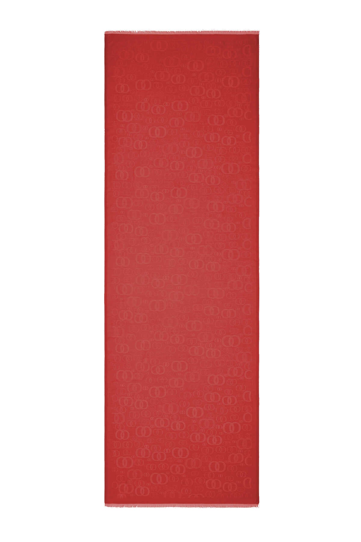 Noor Kırmızı Jakarlı İpek Şal 70x200