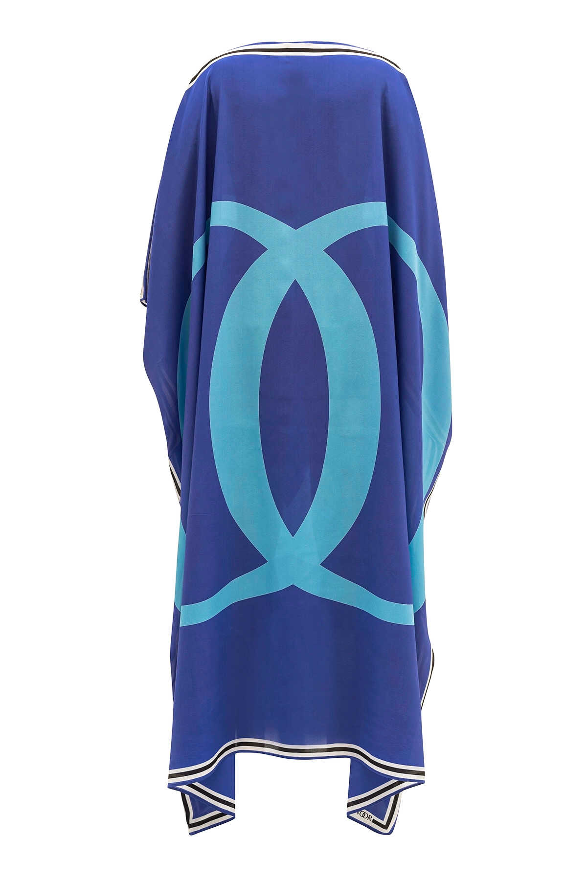 Noor Kısa Mavi İpek Kaftan