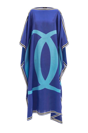 Noor Kısa Mavi İpek Kaftan