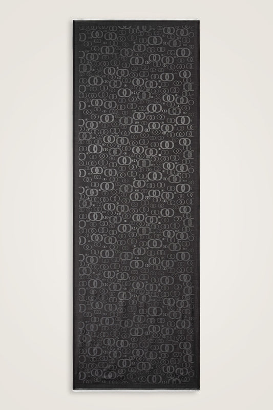 Noor Koyu Gri Jakarlı İpek Şal 70x200