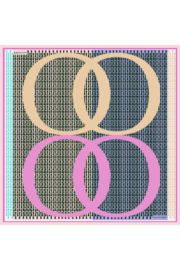 Noor Logo Pembe Tivil İpek Eşarp 90x90