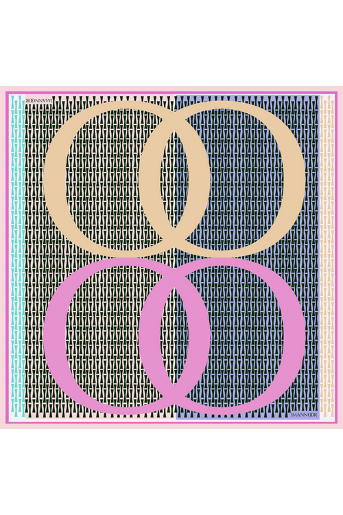 Noor Logo Pembe Tivil İpek Eşarp 90x90