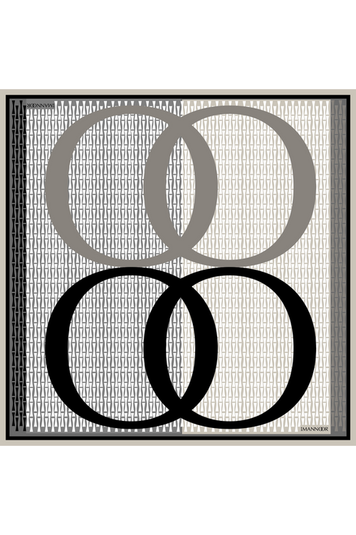 Noor Logo Siyah Tivil İpek Eşarp 90x90