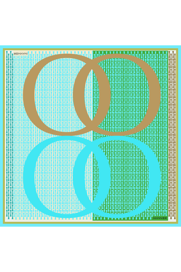 Noor Logo Yeşil Tivil İpek Eşarp 90x90