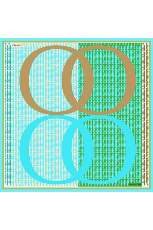 Noor Logo Yeşil Tivil İpek Eşarp 90x90