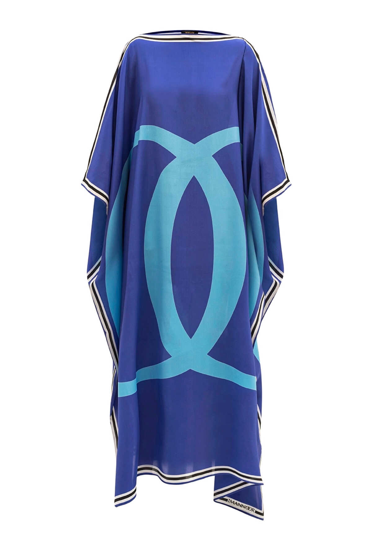 Noor Uzun Mavi İpek Kaftan
