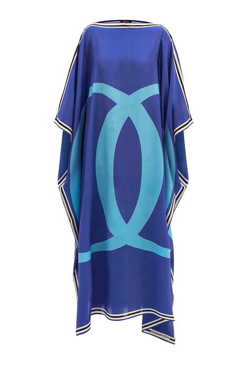 Noor Uzun Mavi İpek Kaftan