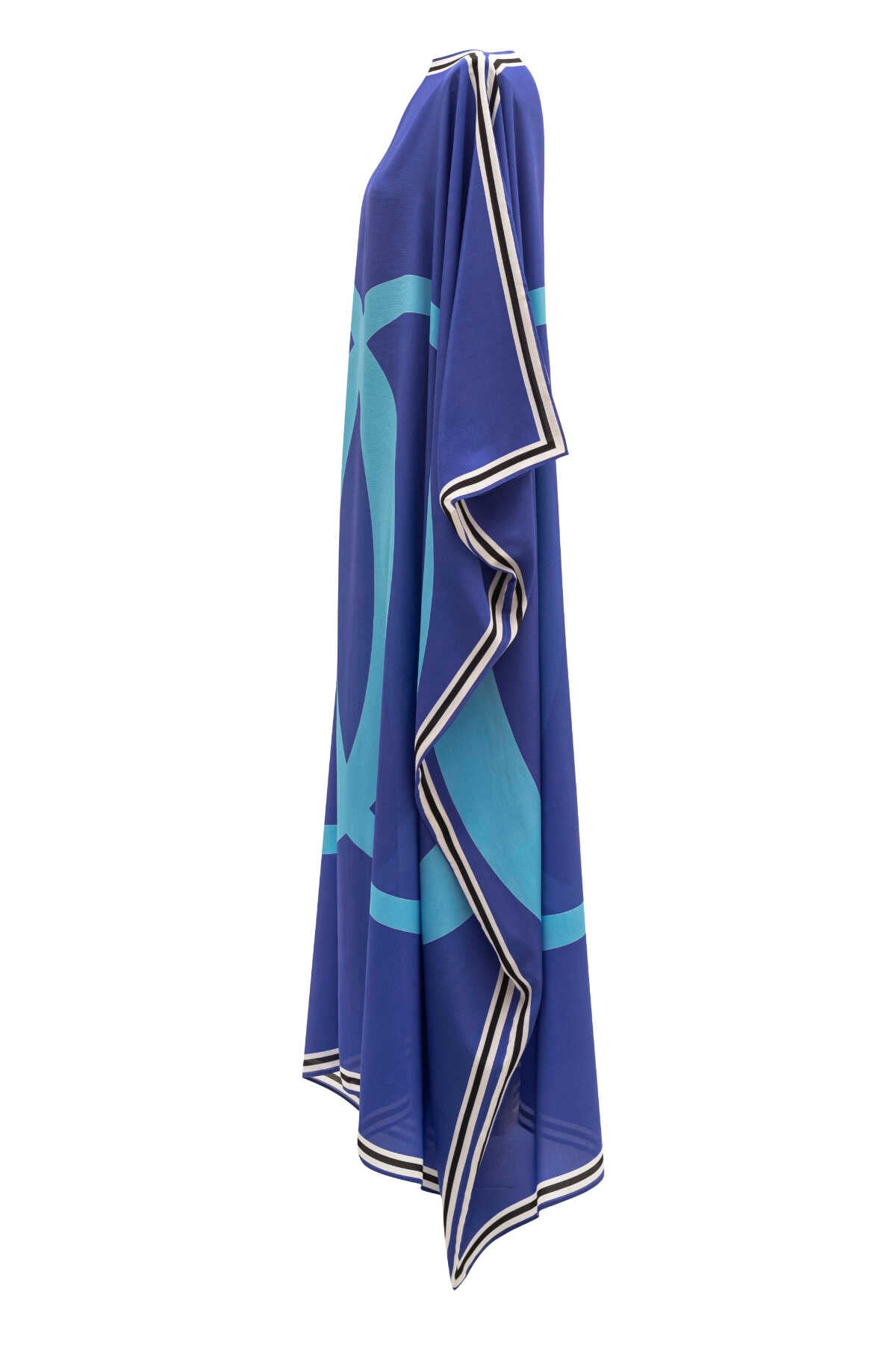 Noor Uzun Mavi İpek Kaftan