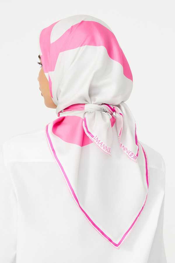 Noor Pembe Tivil İpek Eşarp 90x90