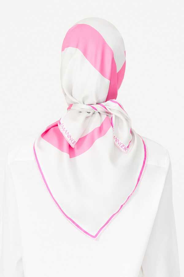 Noor Pembe Tivil İpek Eşarp 90x90
